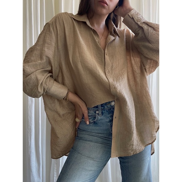 LAST L • SHIRT oversized button down shirt — In Beige - Picture 3 of 7